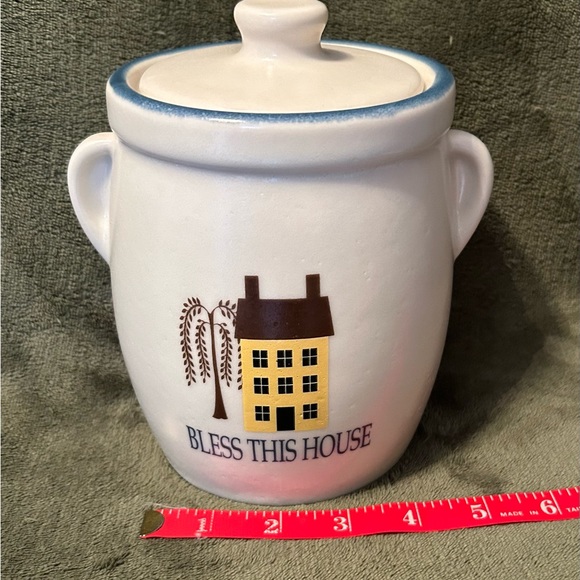WILLOW BRANCH BLESS THIS HOUSE COOKIE JAR W/ LID - Picture 2 of 8